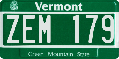 VT license plate ZEM179
