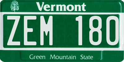 VT license plate ZEM180