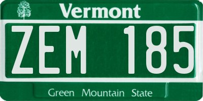 VT license plate ZEM185
