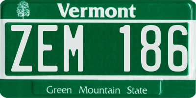 VT license plate ZEM186