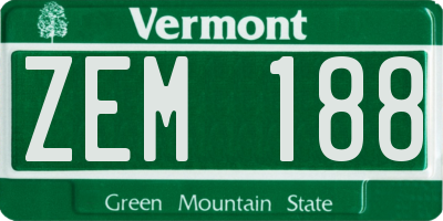 VT license plate ZEM188