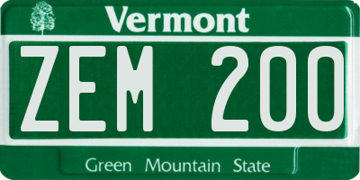 VT license plate ZEM200