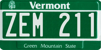 VT license plate ZEM211