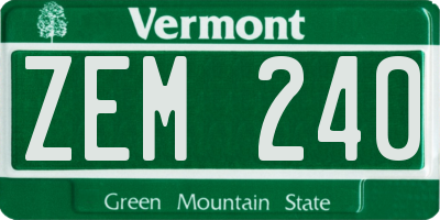 VT license plate ZEM240