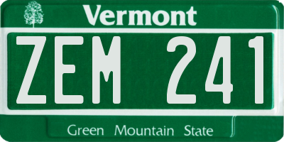 VT license plate ZEM241