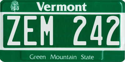 VT license plate ZEM242