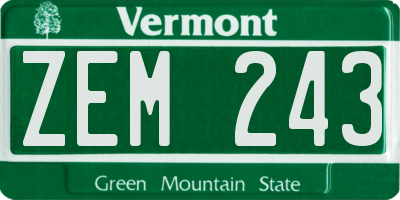 VT license plate ZEM243