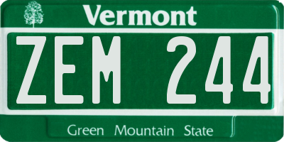VT license plate ZEM244