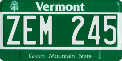 VT license plate ZEM245