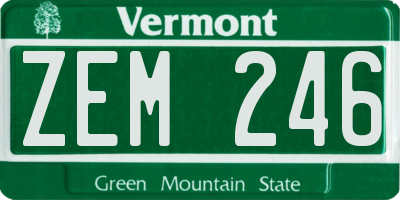 VT license plate ZEM246