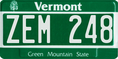 VT license plate ZEM248