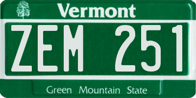 VT license plate ZEM251