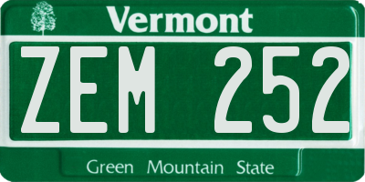 VT license plate ZEM252