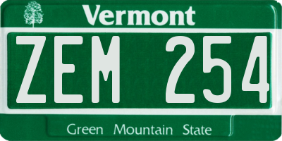 VT license plate ZEM254