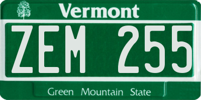 VT license plate ZEM255