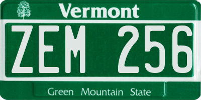 VT license plate ZEM256