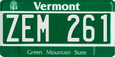 VT license plate ZEM261