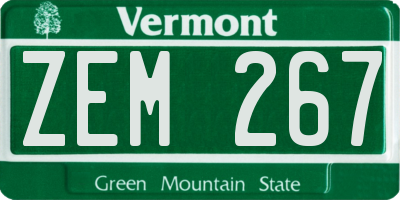 VT license plate ZEM267