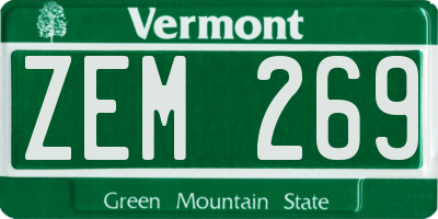 VT license plate ZEM269