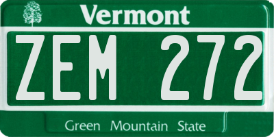 VT license plate ZEM272