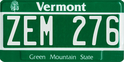 VT license plate ZEM276