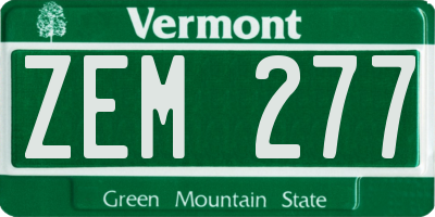 VT license plate ZEM277