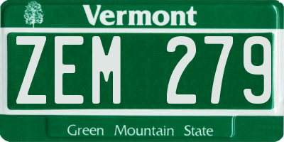 VT license plate ZEM279
