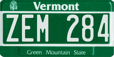 VT license plate ZEM284