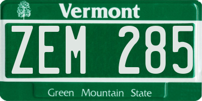 VT license plate ZEM285
