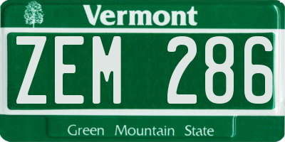 VT license plate ZEM286