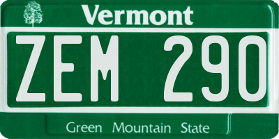 VT license plate ZEM290