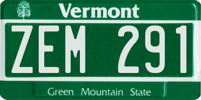 VT license plate ZEM291