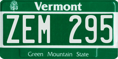VT license plate ZEM295