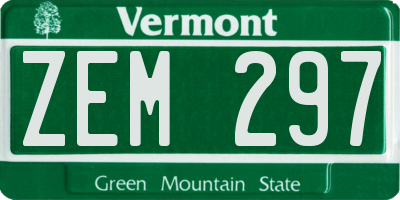 VT license plate ZEM297