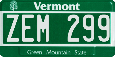 VT license plate ZEM299