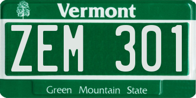 VT license plate ZEM301