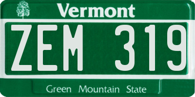 VT license plate ZEM319