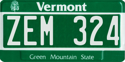 VT license plate ZEM324