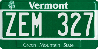 VT license plate ZEM327