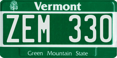 VT license plate ZEM330