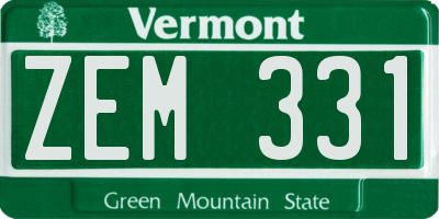 VT license plate ZEM331