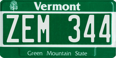 VT license plate ZEM344