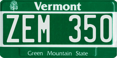 VT license plate ZEM350