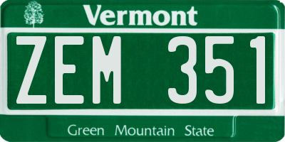 VT license plate ZEM351