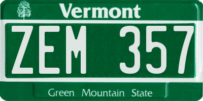 VT license plate ZEM357