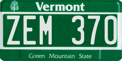 VT license plate ZEM370
