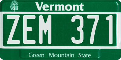 VT license plate ZEM371