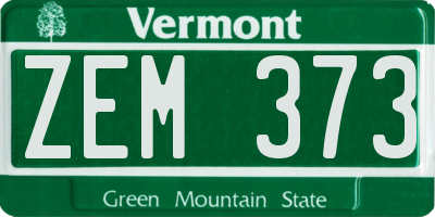 VT license plate ZEM373