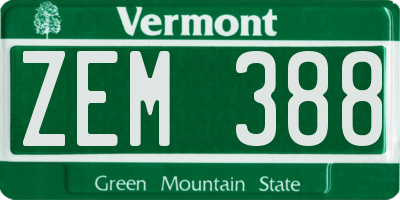 VT license plate ZEM388