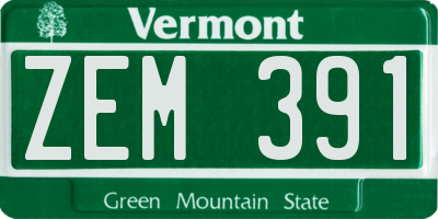 VT license plate ZEM391